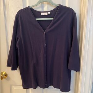 Denim & Co Snap Front Navy Jacket Sz 1X